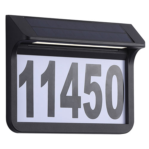 Solar Address Numbers Aluminum Wall Plaque Light